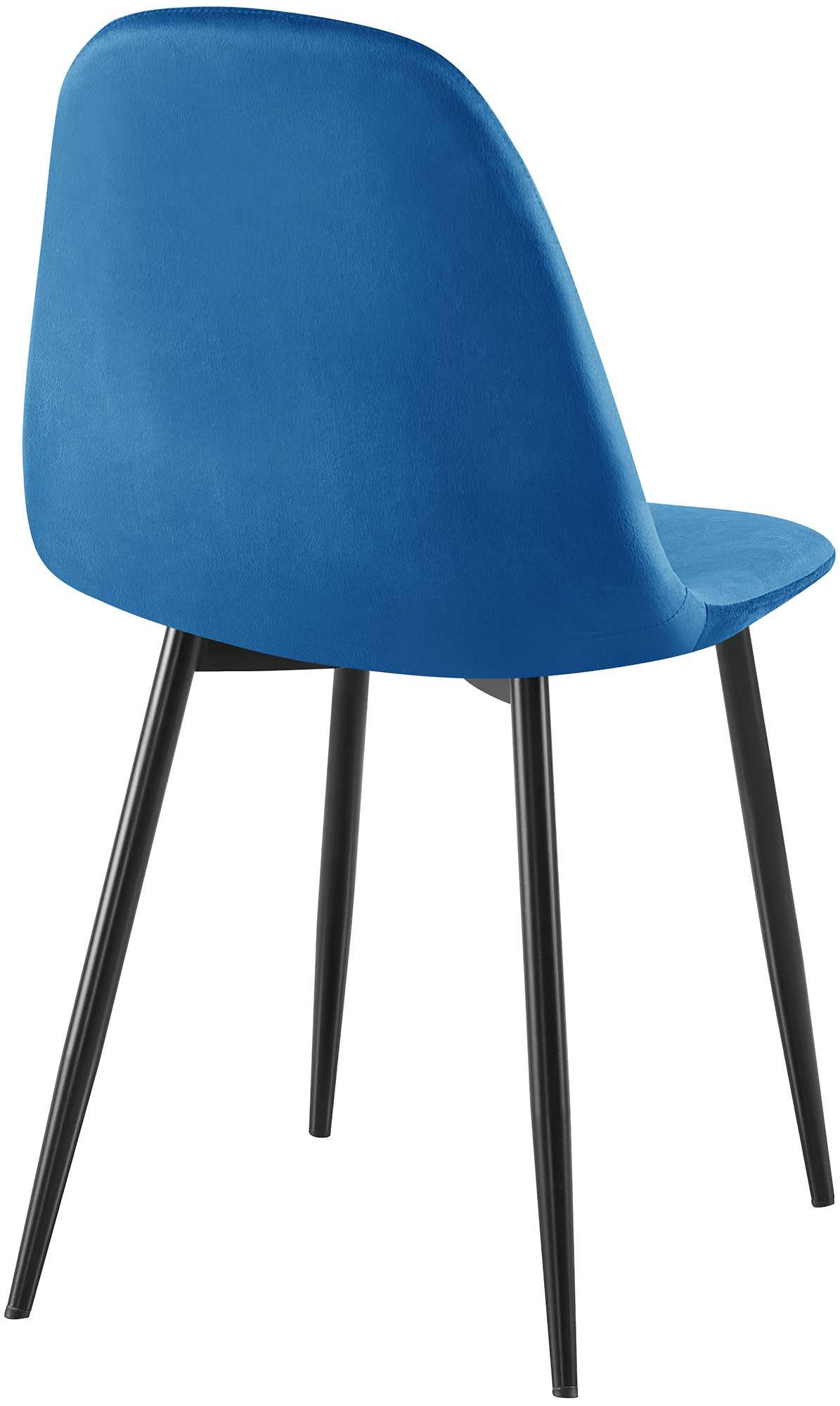 STUHL Samt Blau - Blau/Schwarz, Textil/Metall (44/88/51cm) - CLP