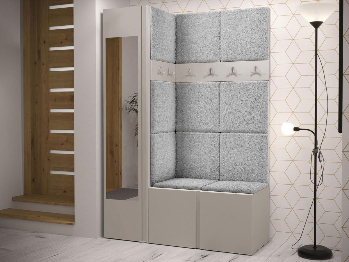 GARDEROBEN-SET Orion X - Kaschmir/Hellgrau, Holzwerkstoff/Kunststoff (124/186/46cm) - MIRJAN24