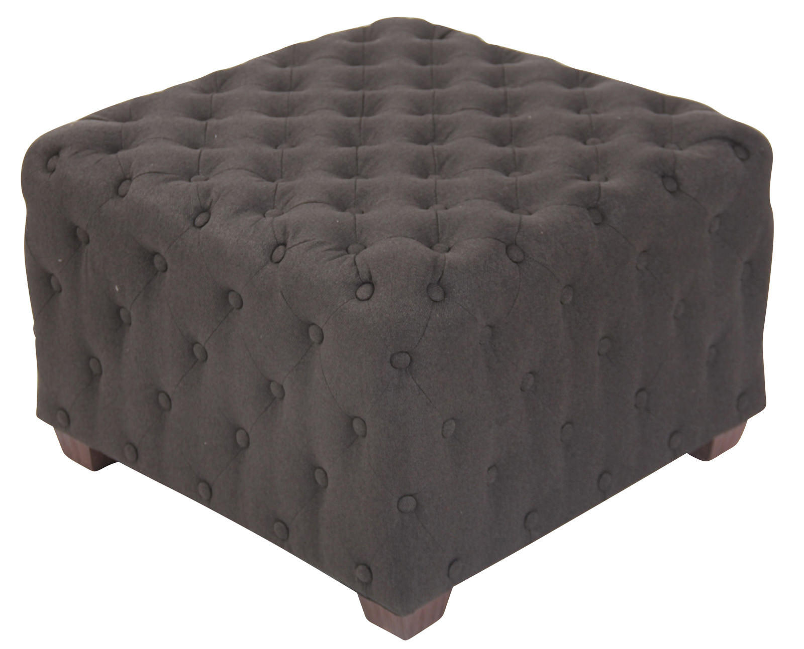 SITZWÜRFEL eckig 65/65/44 cm Stoff dunkelgrau - Eukalyptusholzfarben/Dunkelgrau, Holz/Textil (65/44/65cm) - CLP