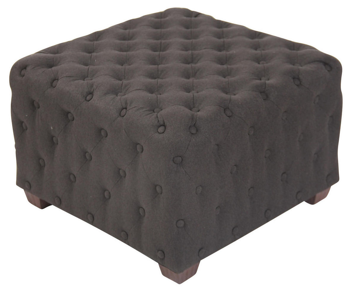 SITZWÜRFEL eckig 65/65/44 cm Stoff dunkelgrau - Eukalyptusholzfarben/Dunkelgrau, Holz/Textil (65/44/65cm) - CLP