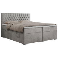 BOXBETT PERA 160/200 Hellgrau Velvet - H4 - Hellgrau, Holz/Textil (160/200cm) - MKS