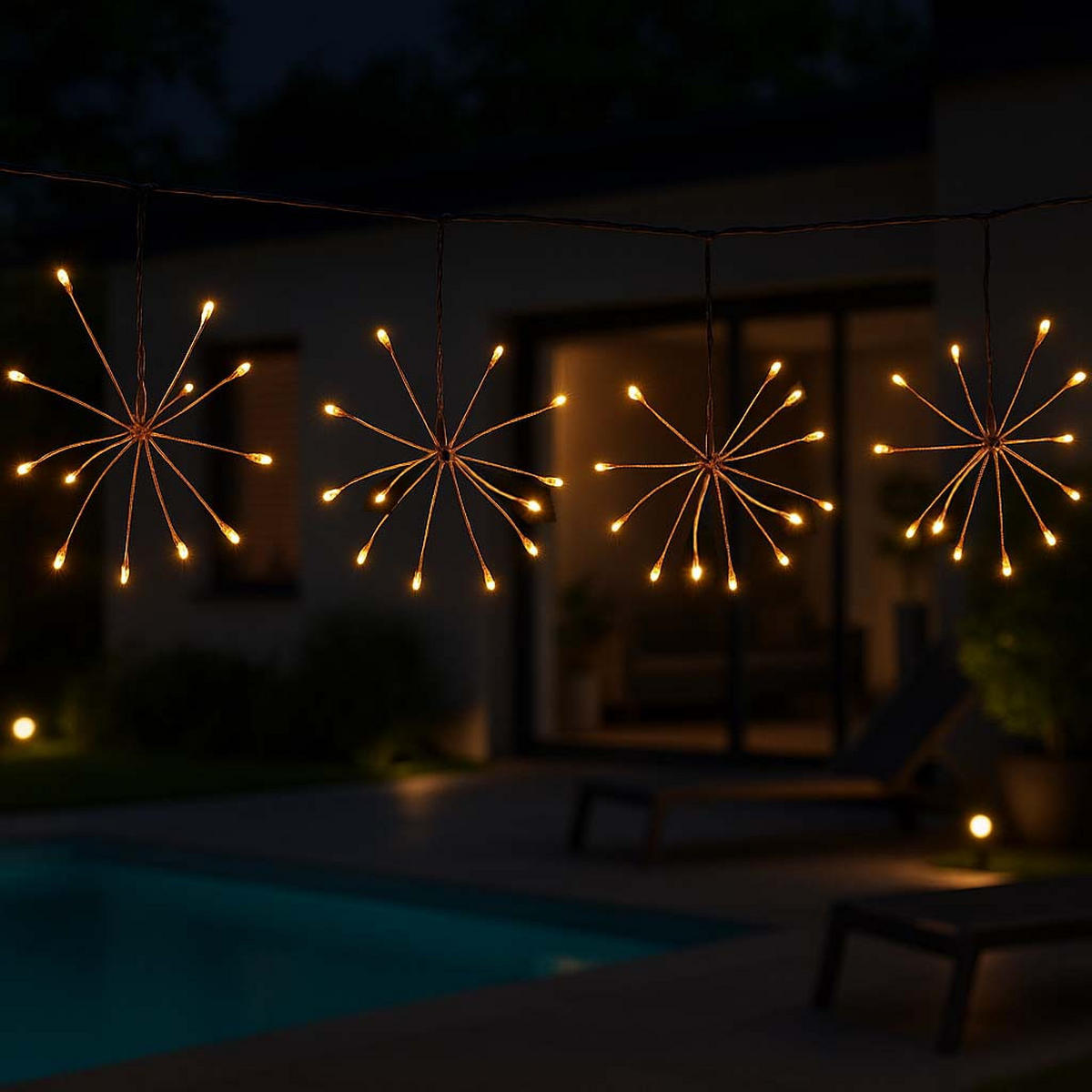 SOLAR-LICHTERKETTE FIREWORKS beige - Beige, Kunststoff (420/1/1cm) - Lumisky