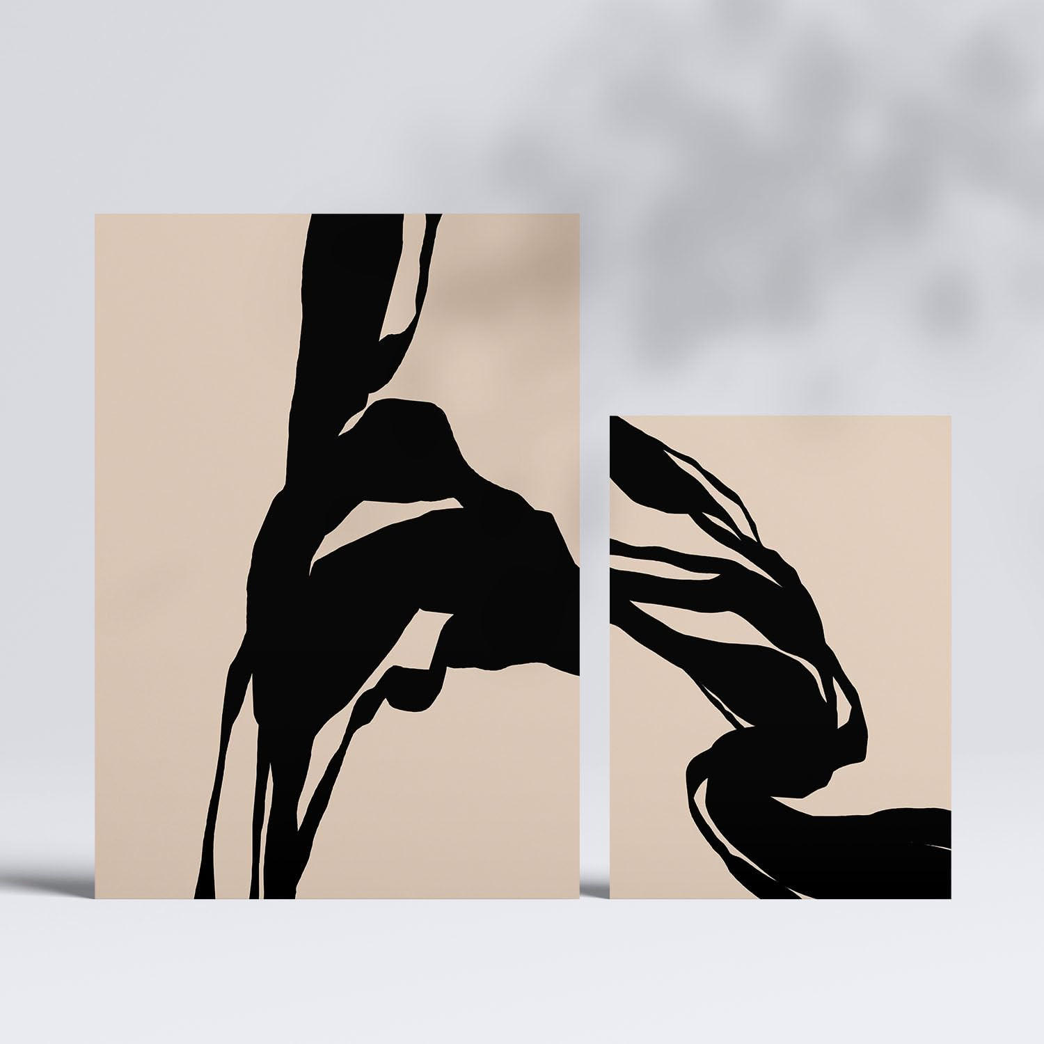 POSTER Set Mit 6 Kraftvoll In Abstrakter Form Ästhetische Dekorative Gemälde Für Ihr Wohnzimmer, Schlafzimmer Oder Zuhause A3 & A4 Rahmenlos - Klar, Papier (29/3cm) - Nacnic
