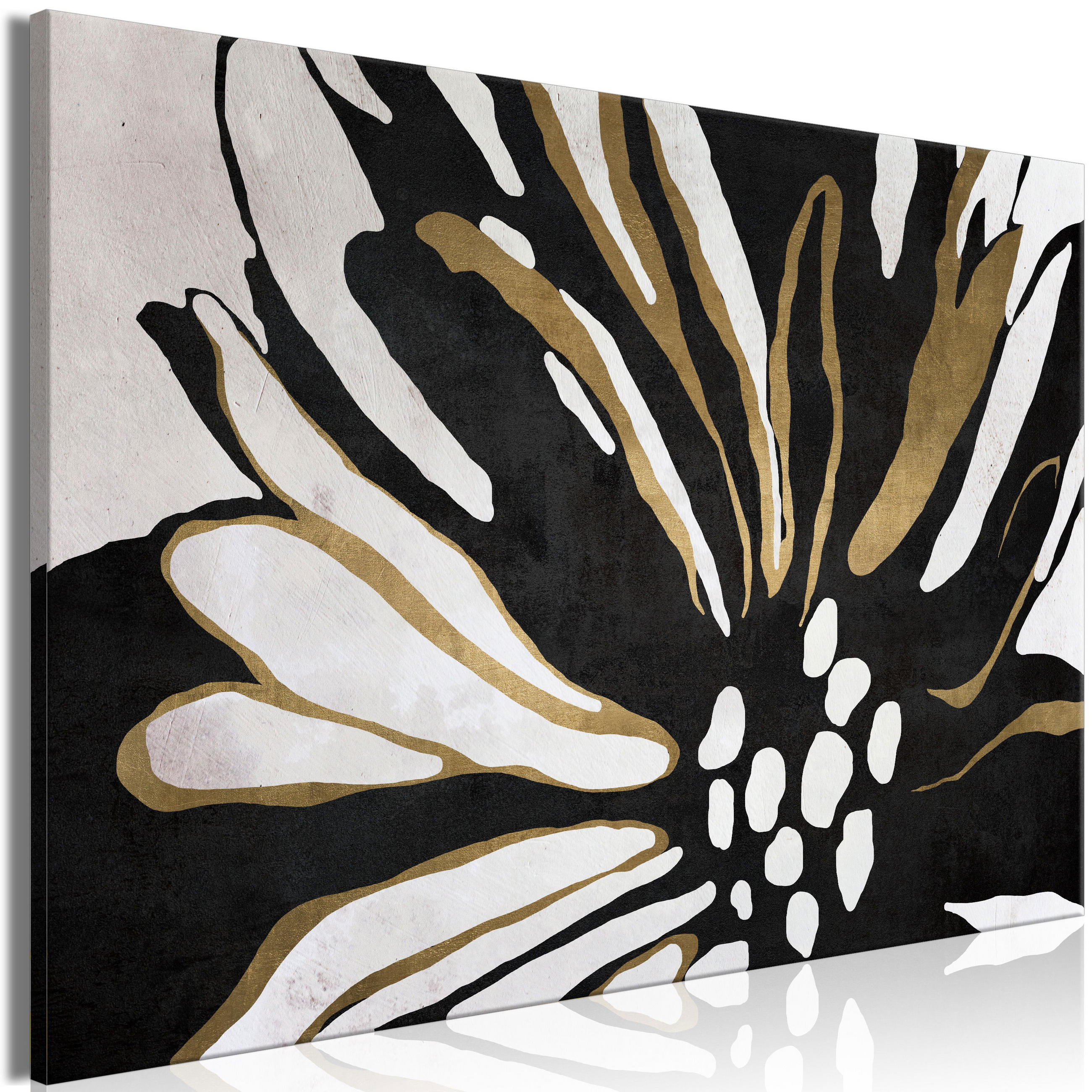 KUNSTDRUCK Schwarz-Weiß 120/80 cm - Goldfarben/Schwarz, Textil (120/80cm) - KUNSTLOFT
