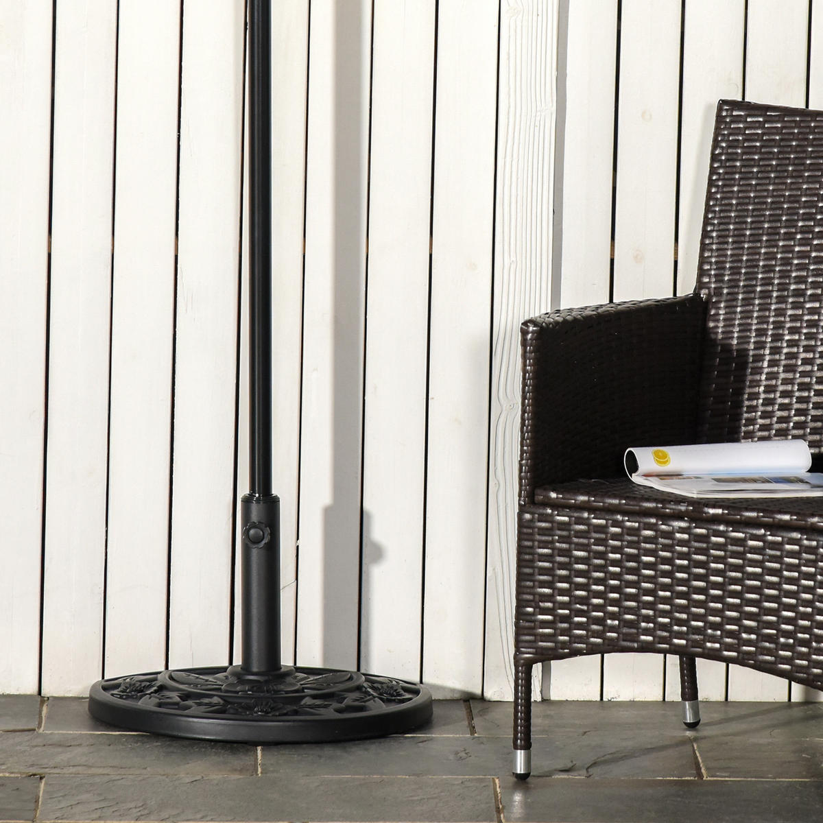 SONNENSCHIRMSTÄNDER 9 kg halbrund schwarz - Schwarz, Stein (50/32cm) - LEBENLANG