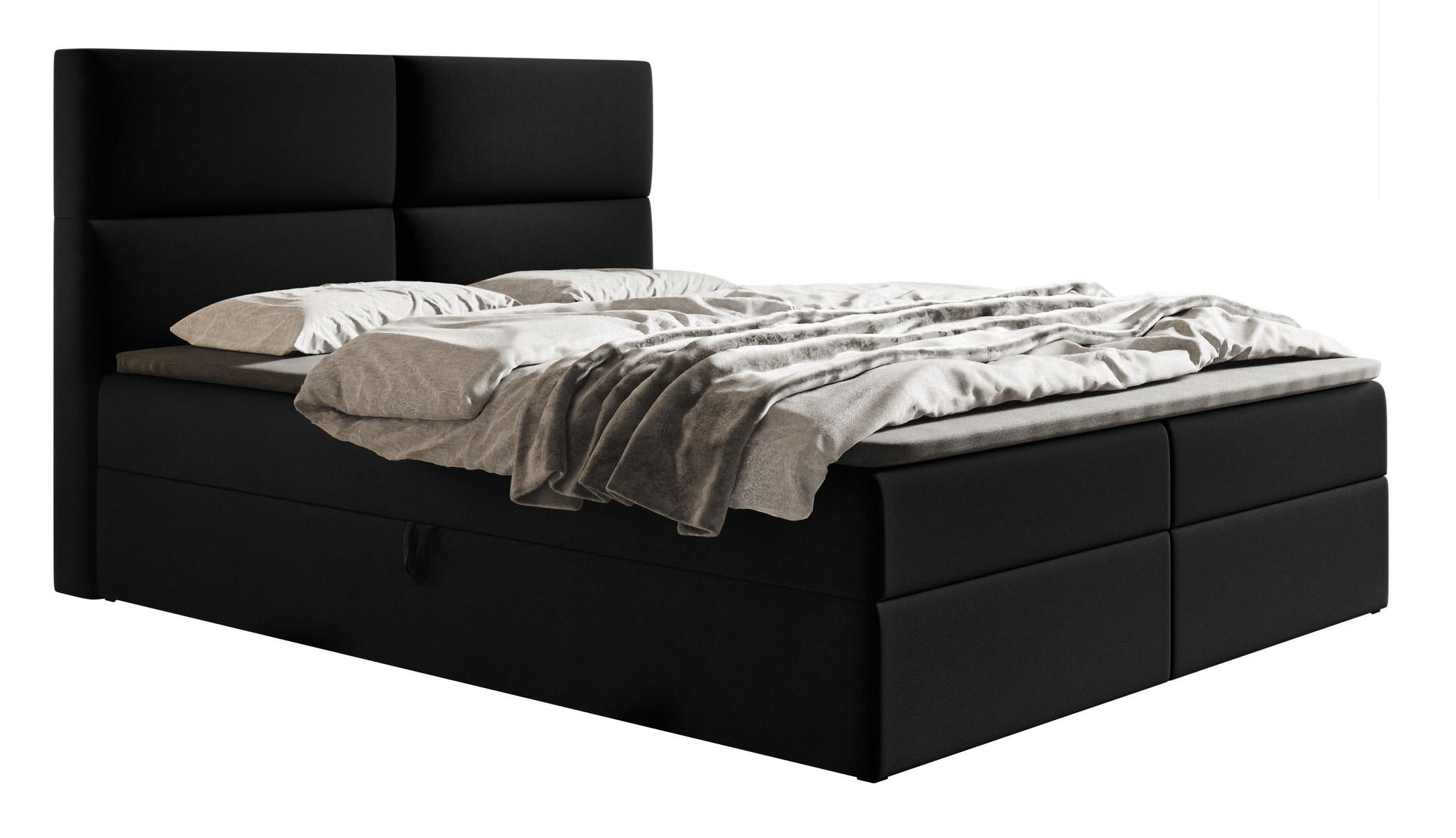 BOXSPRINGBETT mit Matratze 140x200 Coral, Samt, Bettkasten, Schwarz - Schwarz, Holz/Textil (140/200cm) - Emporius