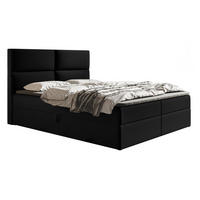 BOXSPRINGBETT mit Matratze 140x200 Coral, Samt, Bettkasten, Schwarz - Schwarz, Holz/Textil (140/200cm) - Emporius