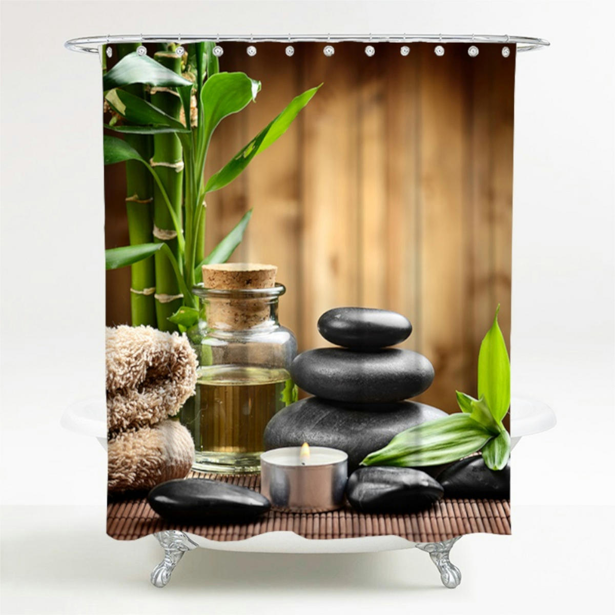 DUSCHVORHANG Spa 180 x 200 cm - Braun, Textil (180/200cm) - Sanilo