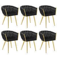 ESSZIMMERSTUHL 6er Set Astano,60,5 x 55 x 75 cm,schwarz/gold - Goldfarben/Schwarz, Textil (60.5/75/55cm) - tectake