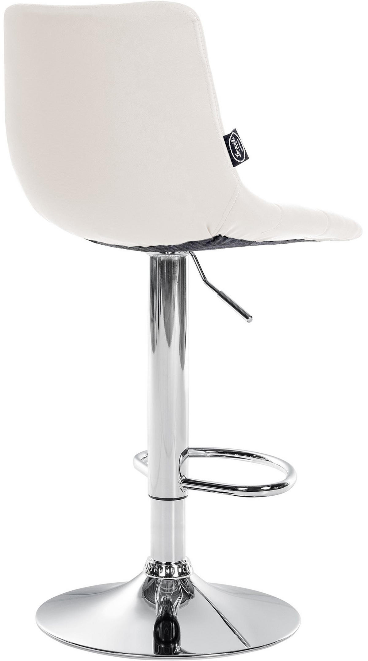 BARHOCKER James Kunstleder chrom weiß - Chromfarben/Weiß, Kunststoff/Metall (43/108.5/46.5cm) - TPFLiving