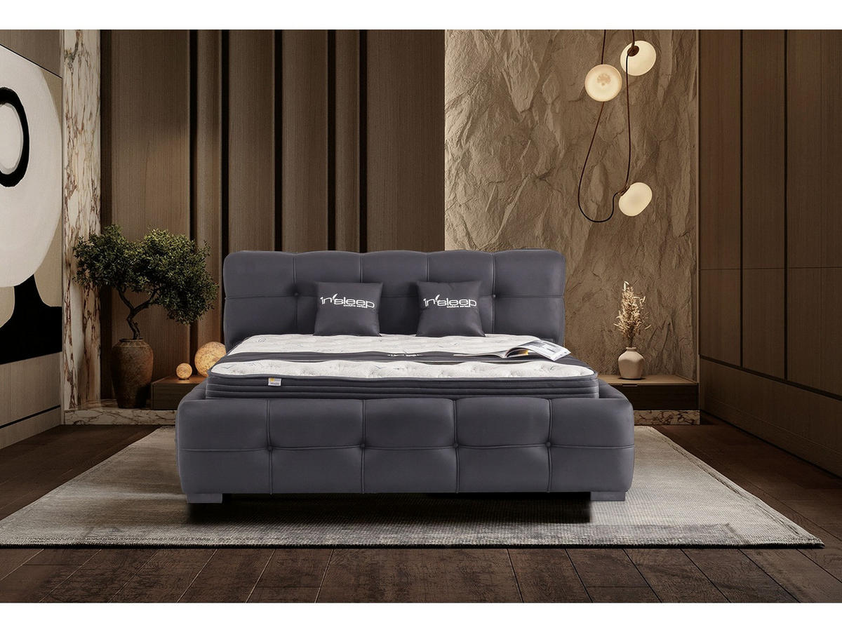 POLSTERBETTSET Salvador 180x200 Anthrazit - Anthrazit, Textil/Metall (180/200cm) - Villa Möbel
