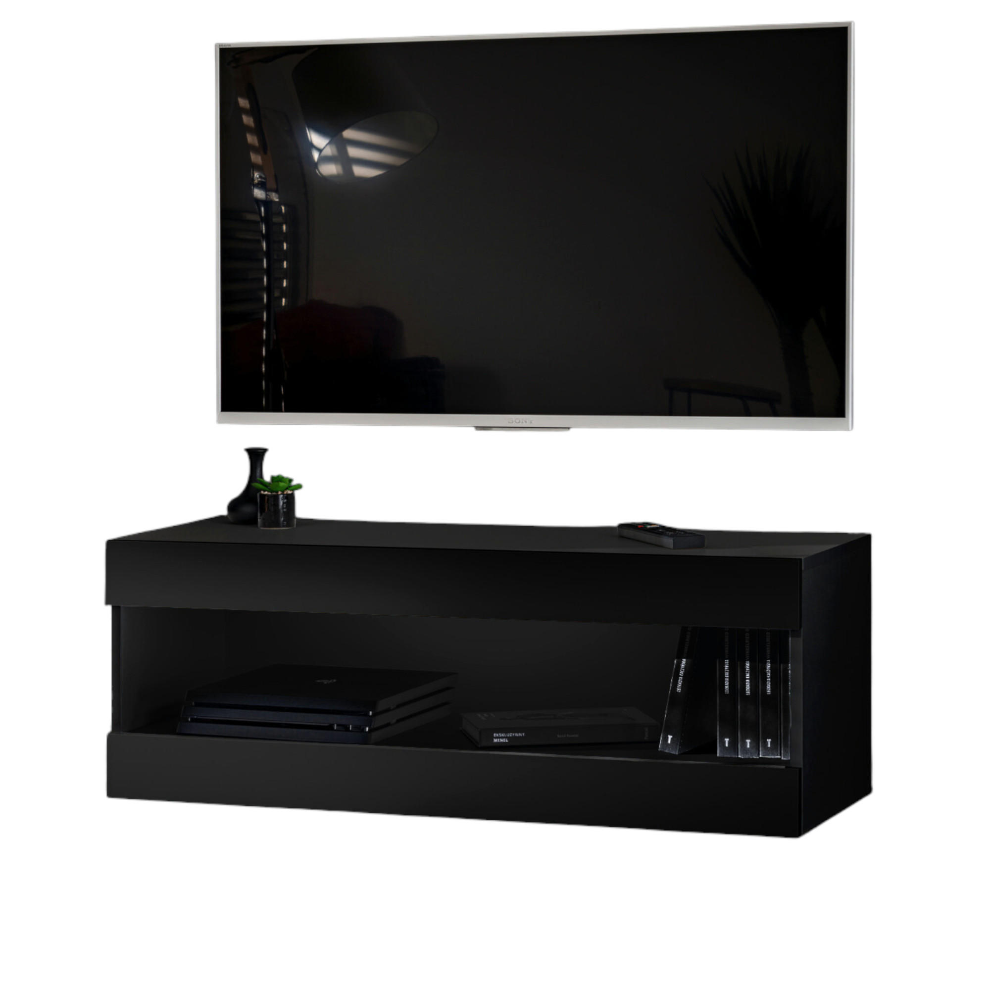 Komodee Hängeboard Schwarz 100x36x35 cm
