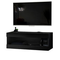 HÄNGEBOARD TV TIVOLI RTV2 Offener Raum Schwarz + Schwarz - Schwarz, Glas/Holzwerkstoff (100/36/35cm) - Komodee