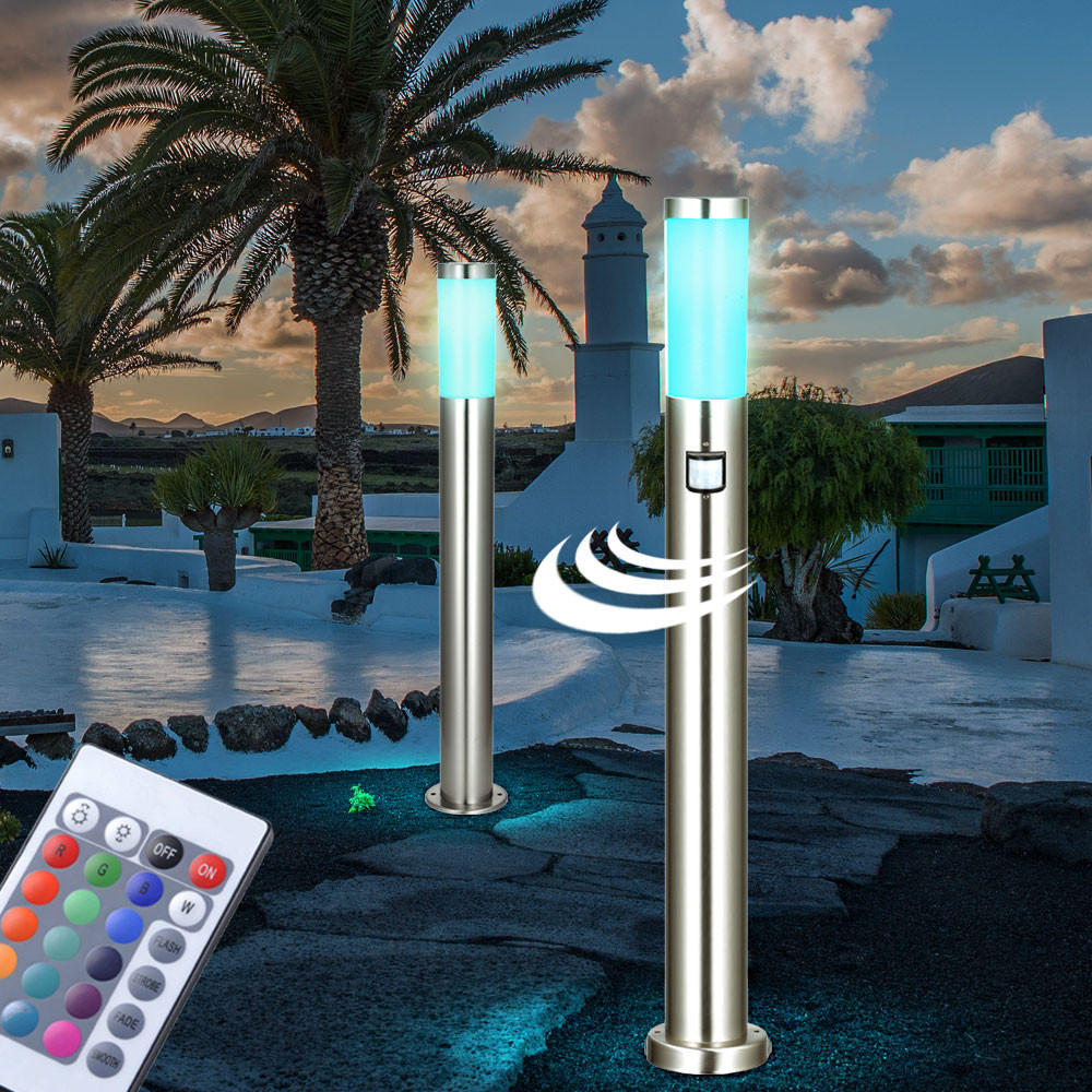 RGB LED WEGELEUCHTE Silber Metall 2er Set - Silberfarben, Kunststoff (7.6/7.6/110cm) - Globo Lighting