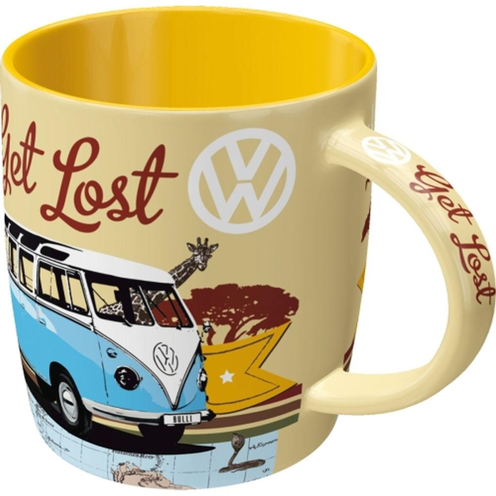 KAFFEETASSE 330 ml Volkswagen VW Bulli Let's Get Lost - Multicolor, Keramik (0.33L) - Nostalgic-Art