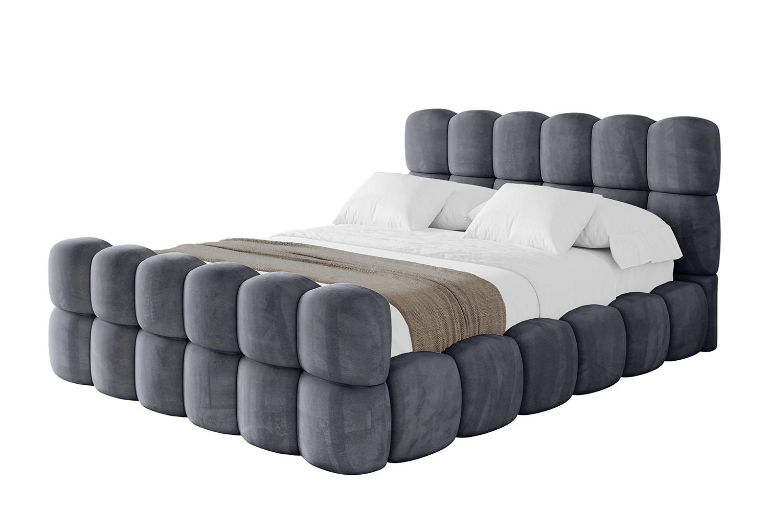 POLSTERBETT mit Bettkasten, Fußteil und Lattenrost, Bett mit Matratze H3/H4 - LEYA-Z 120x200 Dunkelgrau - Dunkelgrau, Holzwerkstoff/Textil (120/200cm) - ALTDECOR