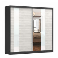 SCHWEBETÜRENSCHRANK Multi 32 Schwarz/Kathult Weiß + Spiegel 233cm - Alufarben/Schwarz, Glas/Holzwerkstoff (233/218/61cm) - imoebel24