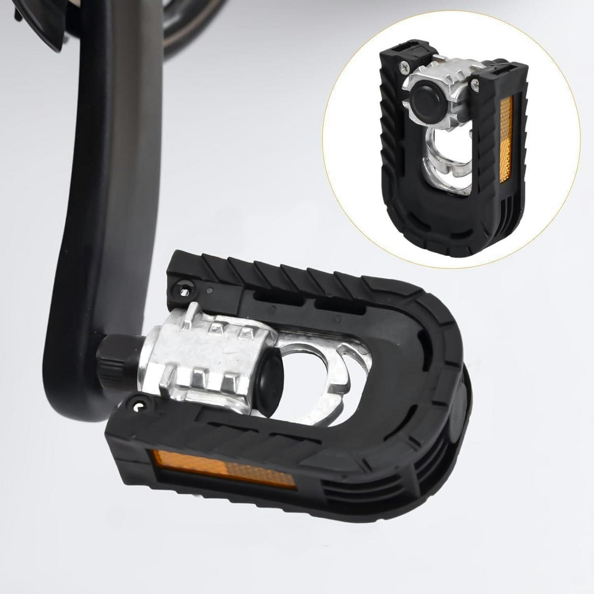 FAHRRADPEDALE Klapppedale Alu mit Reflektoren & Anti-Rost - Schwarz, Metall (6.7/2.6/12.5cm)