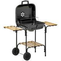 HOLZKOHLEGRILL Stahl Tannenholz Schwarz - Schwarz, Metall (54/91/98cm) - Outsunny