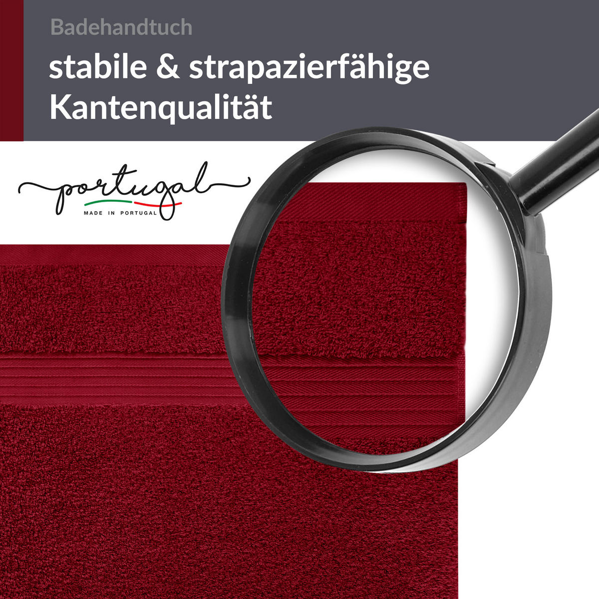 BADETUCH Linz Rubinrot 100x200 cm - Bordeaux, Textil (100/200cm) - Lashuma