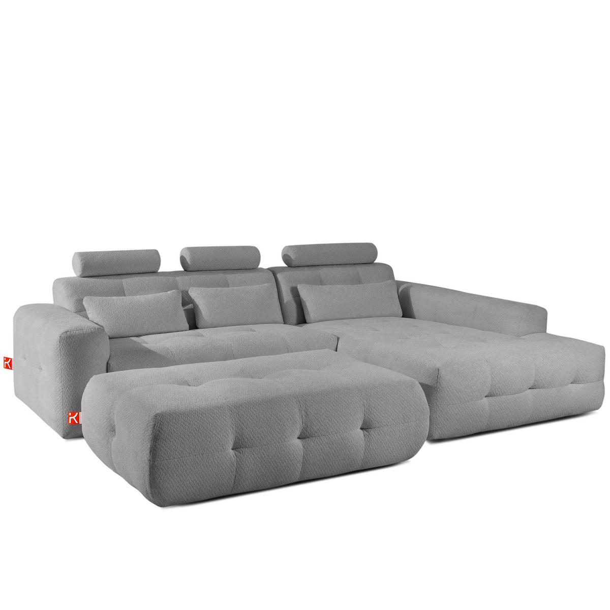 POLSTERMÖBELSET ALIGRA, 2-tlg, Grau - Grau, Holz/Holzwerkstoff (290/90/191cm) - KONSIMO®