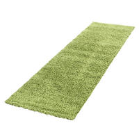 TEPPICH Hochflor Unifarben Polypropylen Wohnzimmer Shaggy Grün Läufer 80x250 - Grün, Textil (80/250cm) - KADIMA DESIGN