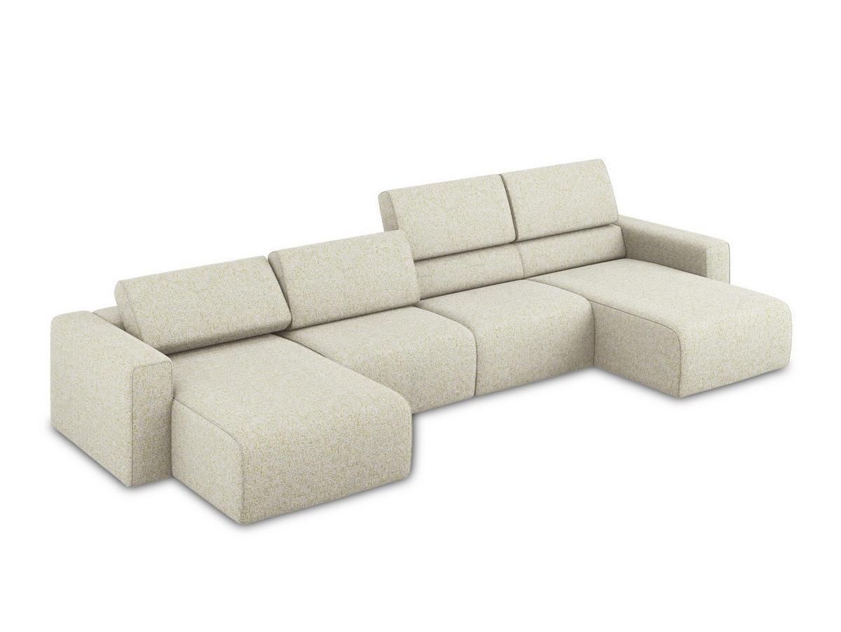 WOHNLANDSCHAFT Strukturstoff Stoff Beige - Beige/Creme, Kunststoff/Textil (404/80/167cm) - Makamii