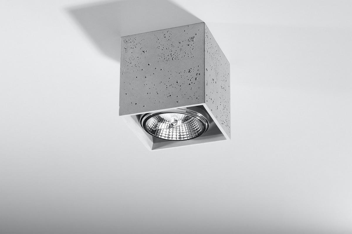DECKENLEUCHTE Beton Grau Würfel - Grau, Stein (14/14/14cm) - Sollux Lighting