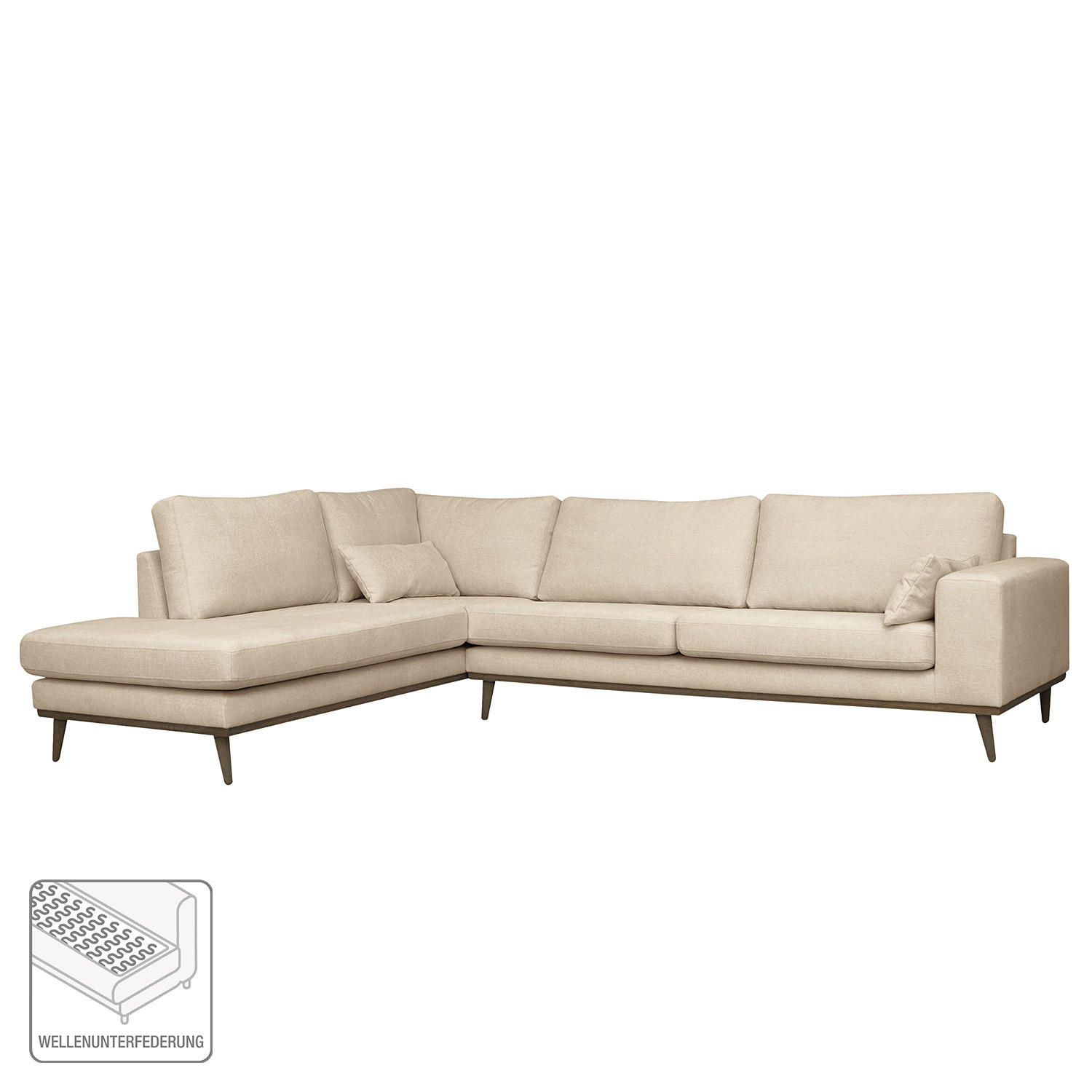 ECKSOFA mit Ottomane - Eichefarben/Creme, Textil (287/219cm) - home24