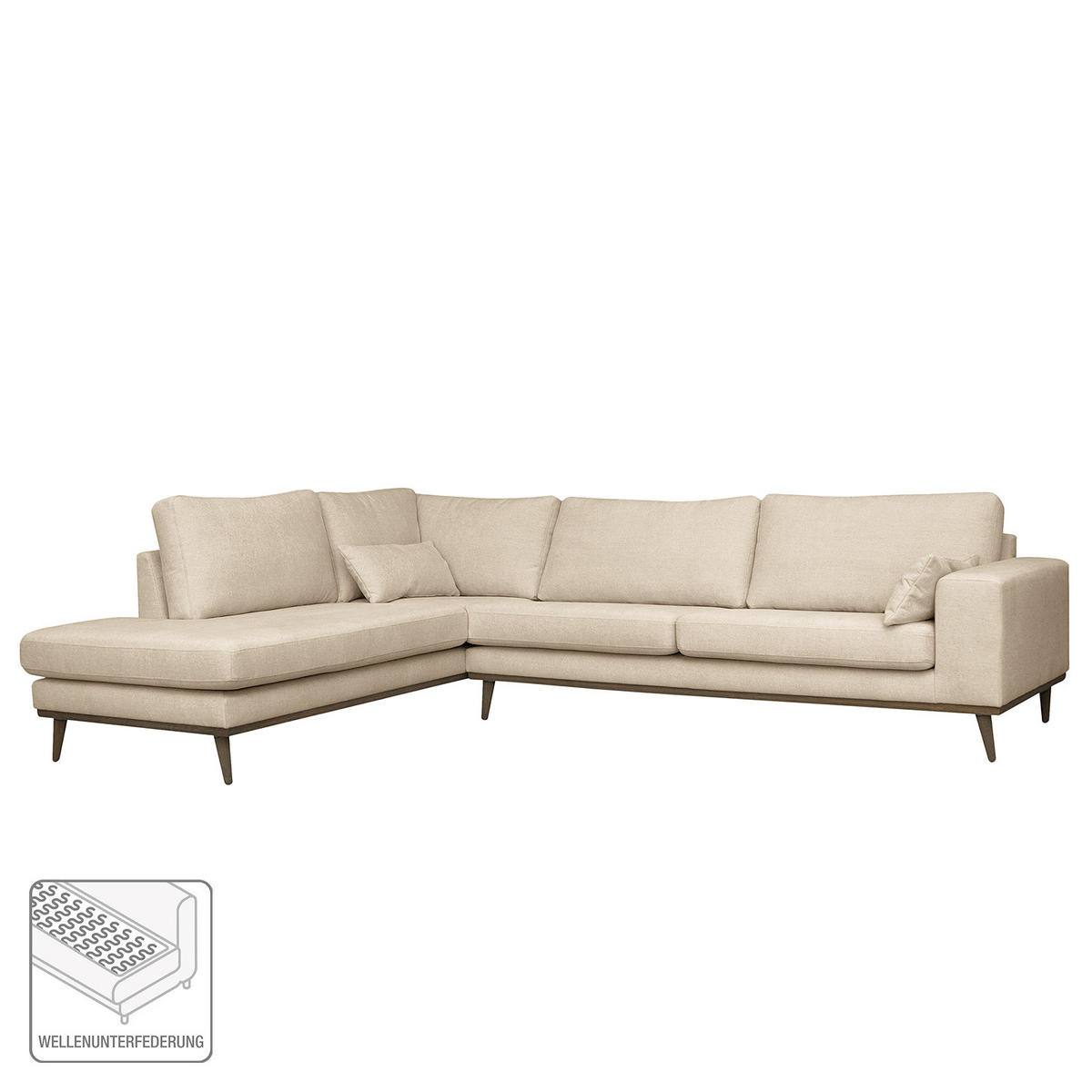 ECKSOFA mit Ottomane - Eichefarben/Creme, Textil (287/219cm) - home24