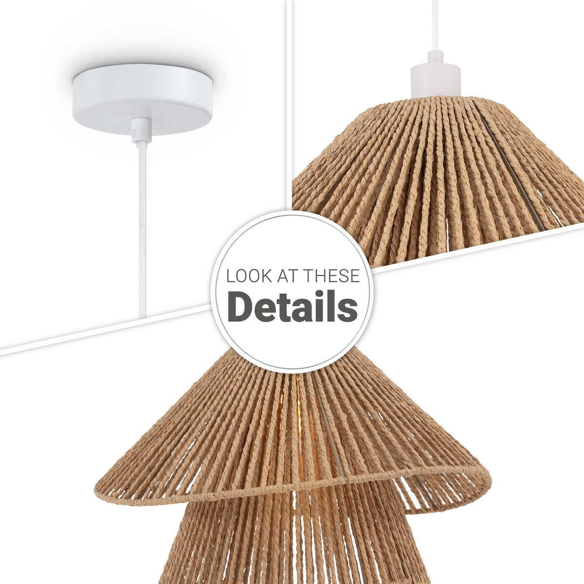 PENDELLEUCHTE Hugo - Weiß, Metall (45/45/35cm) - Paco Home