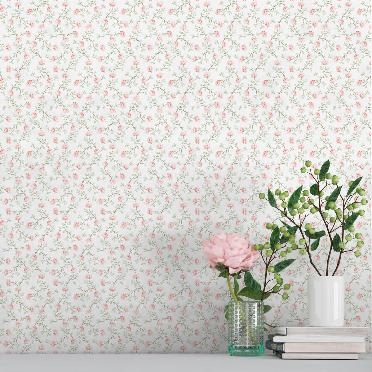 TAPETE Blumen 53 cm x 10 m - Pink, Papier (53/0.1cm) - Sanders & Sanders