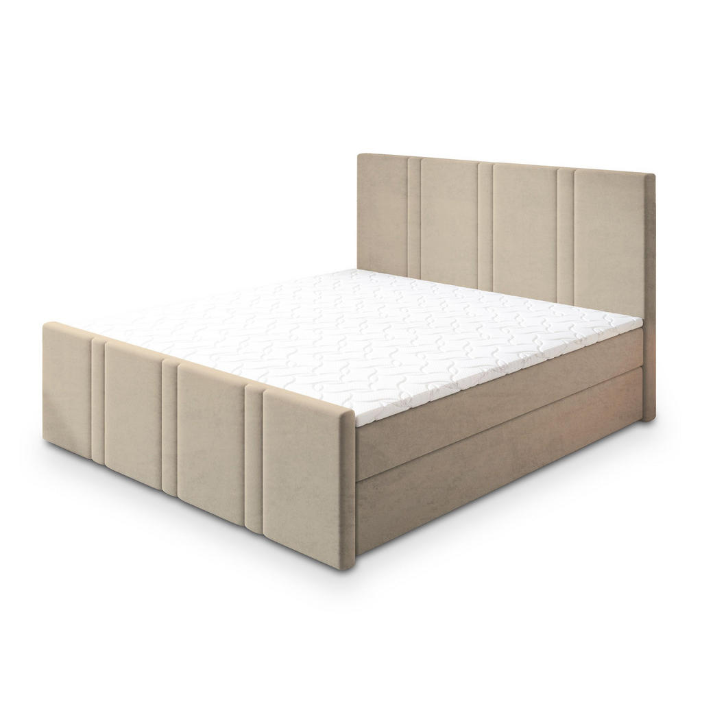 MASSENO AMERICKÁ POSTEL COMOZA 160x200 cm, s matrací a úložným prostorem, béžová
