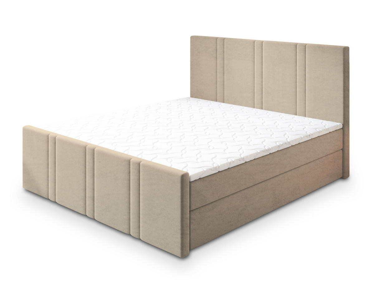 POSTEL BOXSPRING COMOZA 180x200 cm, s matrací a úložným prostorem, béžová - béžová, kompozitní dřevo/textil (180/200cm) - MASSENO