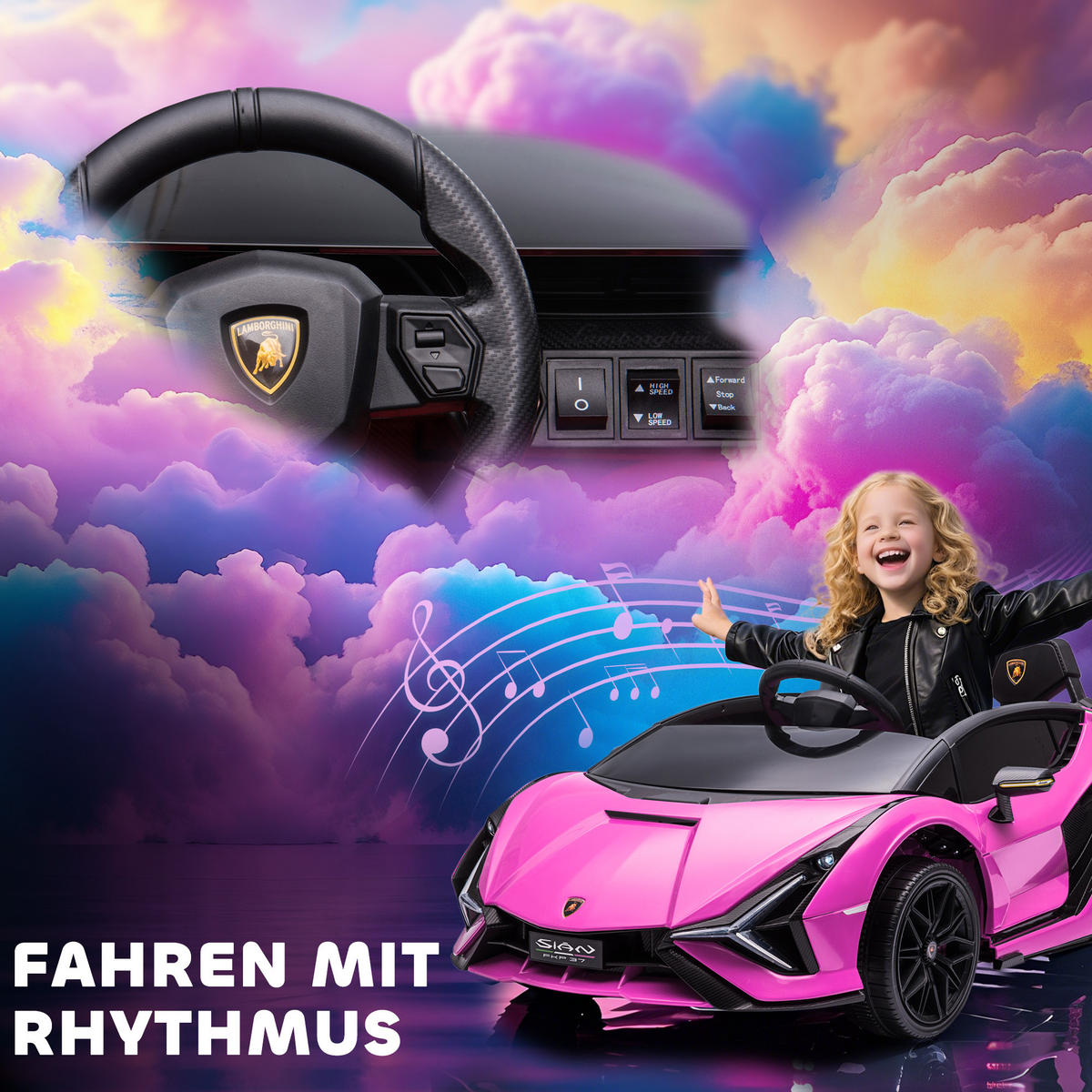 KINDER-ELEKTROAUTO DE-06136 Lamborghini lizenziert mit Fernsteuerung Rosa - Pink, Kunststoff/Metall (108/62/40cm) - ComfortXL