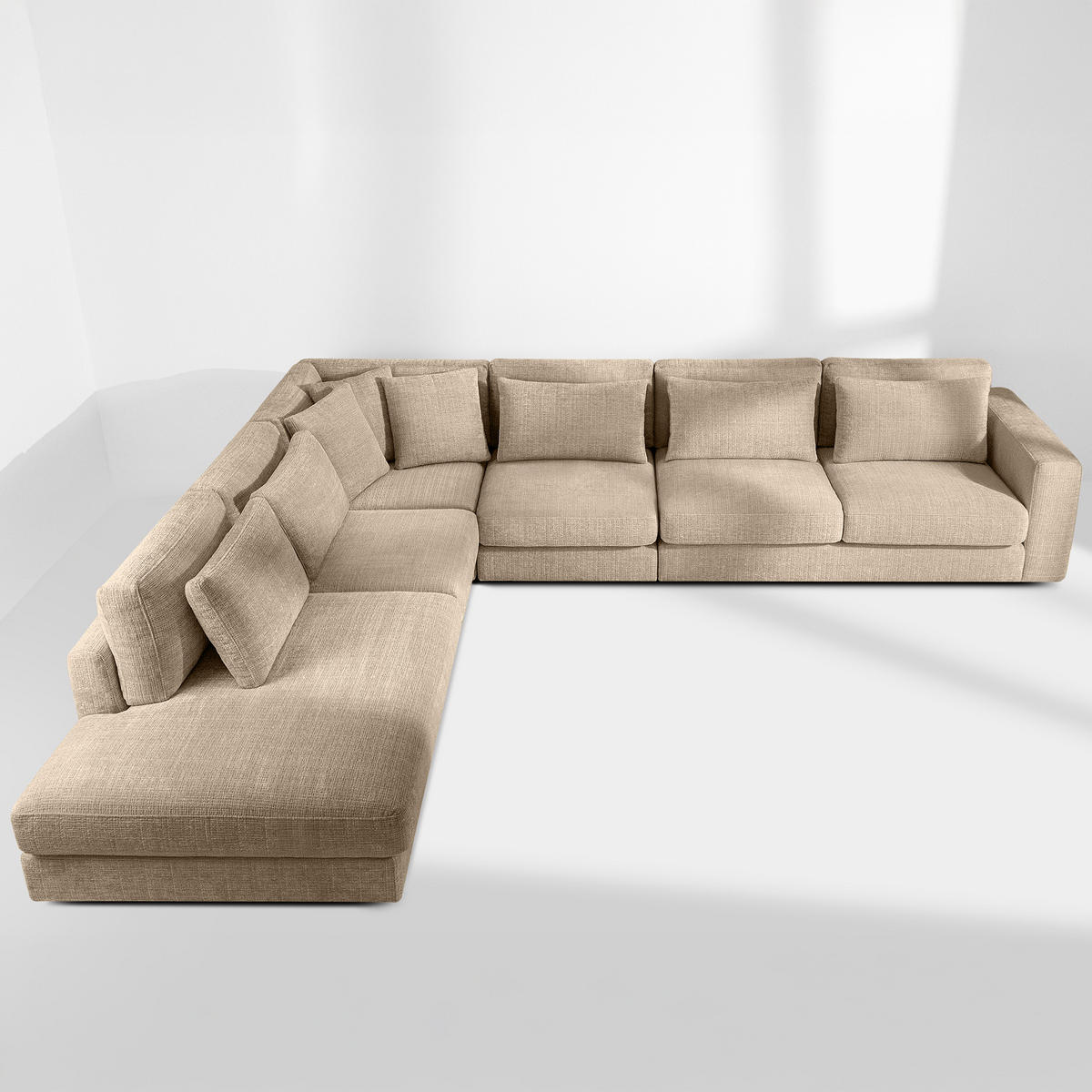 ECKSOFA XL links VERUS - Beige, Holz/Holzwerkstoff (377/328cm) - KONSIMO®