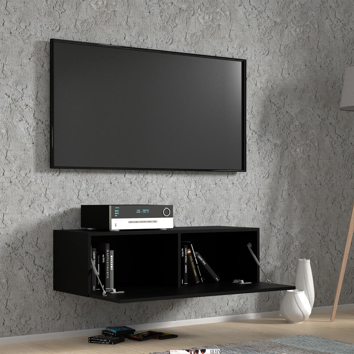 TV STOLEK Bali Matná černá - černá, kompozitní dřevo (100/30/40cm) - Petits-meubles