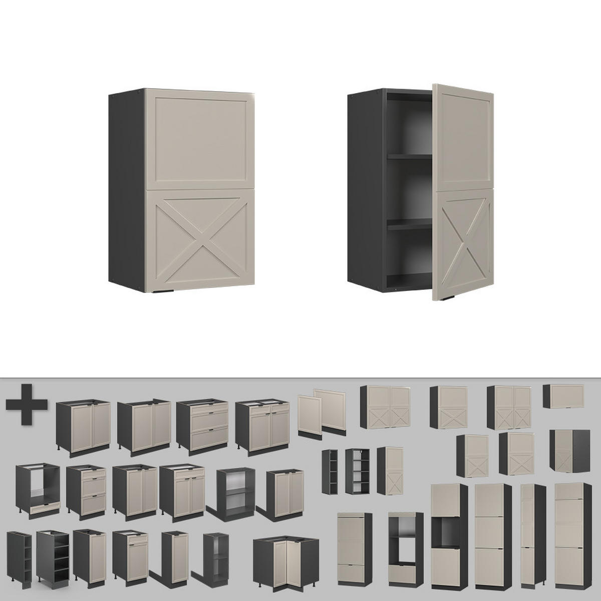 HÄNGESCHRANK Fame-Line GrauBeige 45 cm - Anthrazit/Grau, Holzwerkstoff (45/72/34.1cm) - Vicco