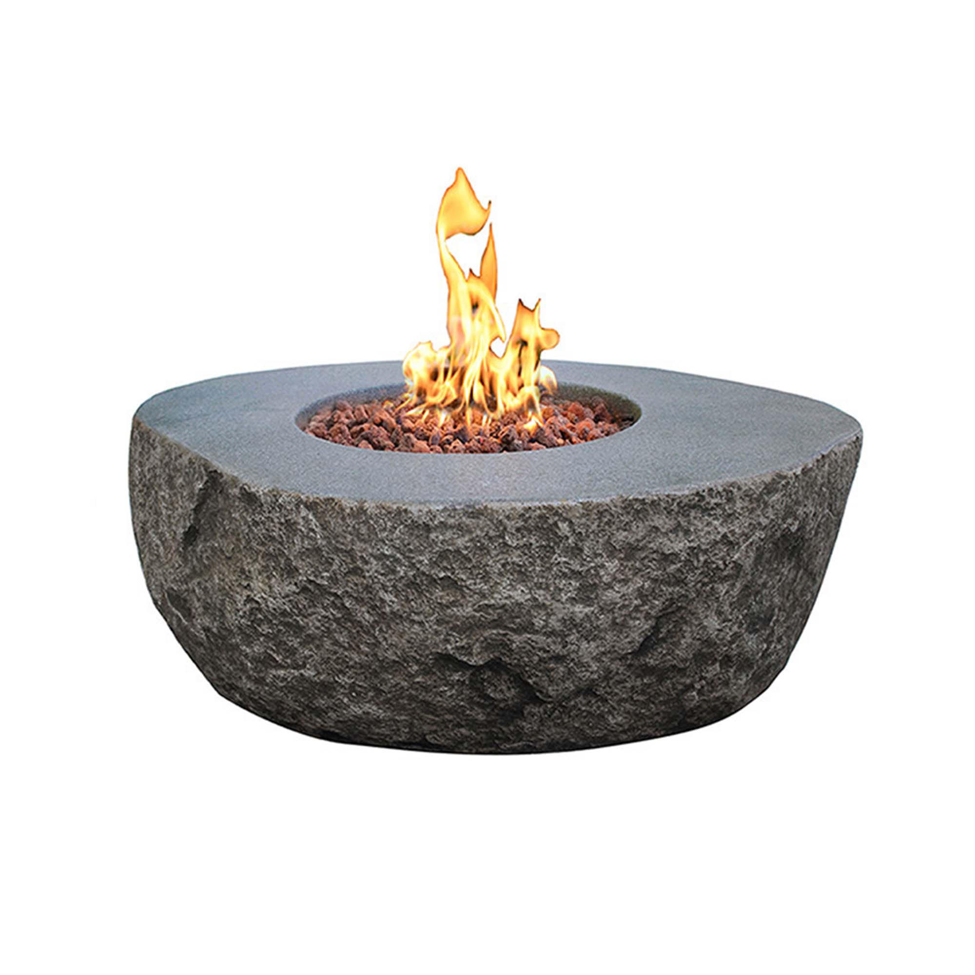 FEUERSTELLE Vesuv in Basalt-Optik aus Faserbeton - Dunkelgrau, Stein (113/44/110cm) - Elementi
