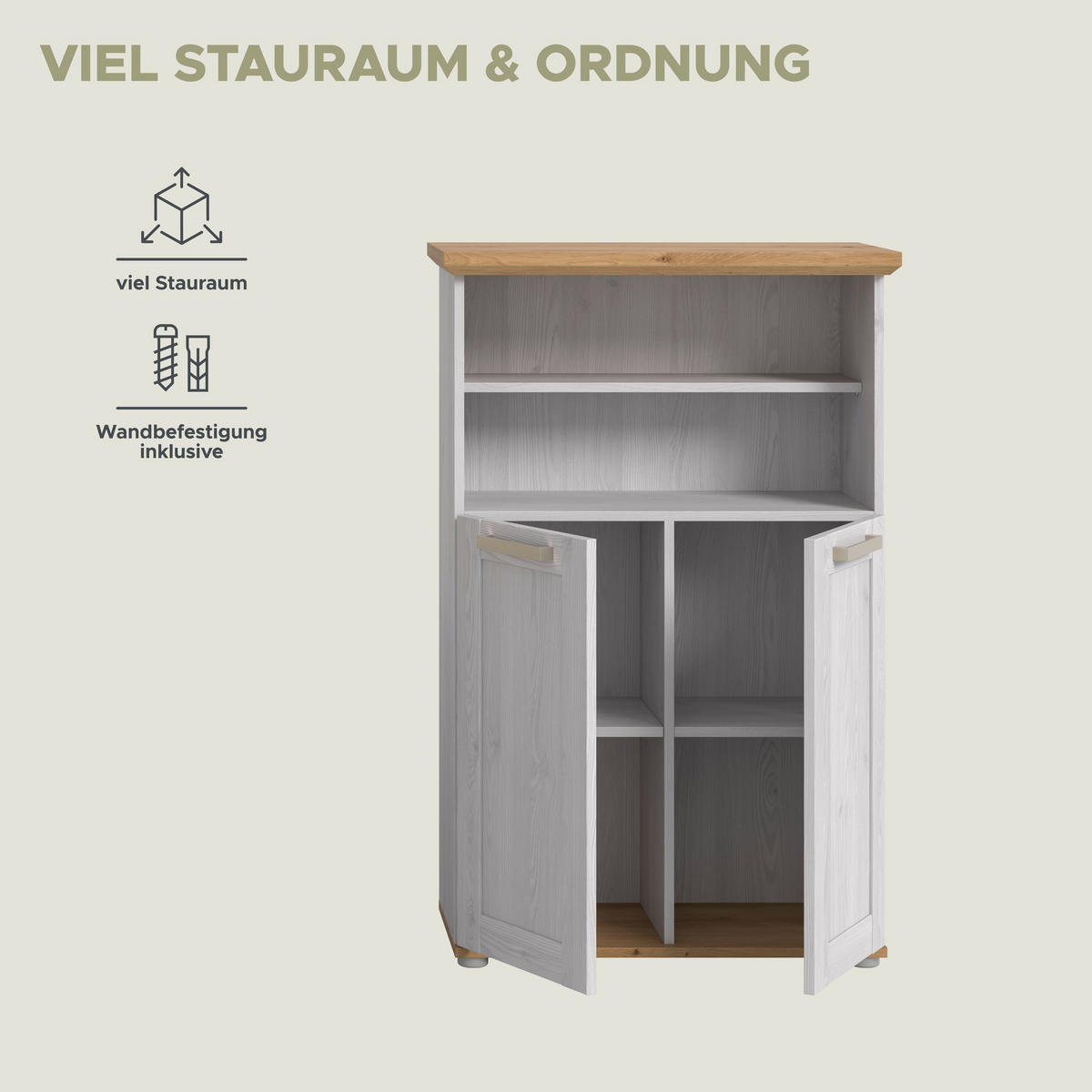 MIDISCHRANK Siena (B/H/T: ca. 74/116/34 cm) in Sibiu Lärche Nachbildung/Sibiu Lärche Nachbildung - Lärchefarben, Holzwerkstoff (74/116/34cm)