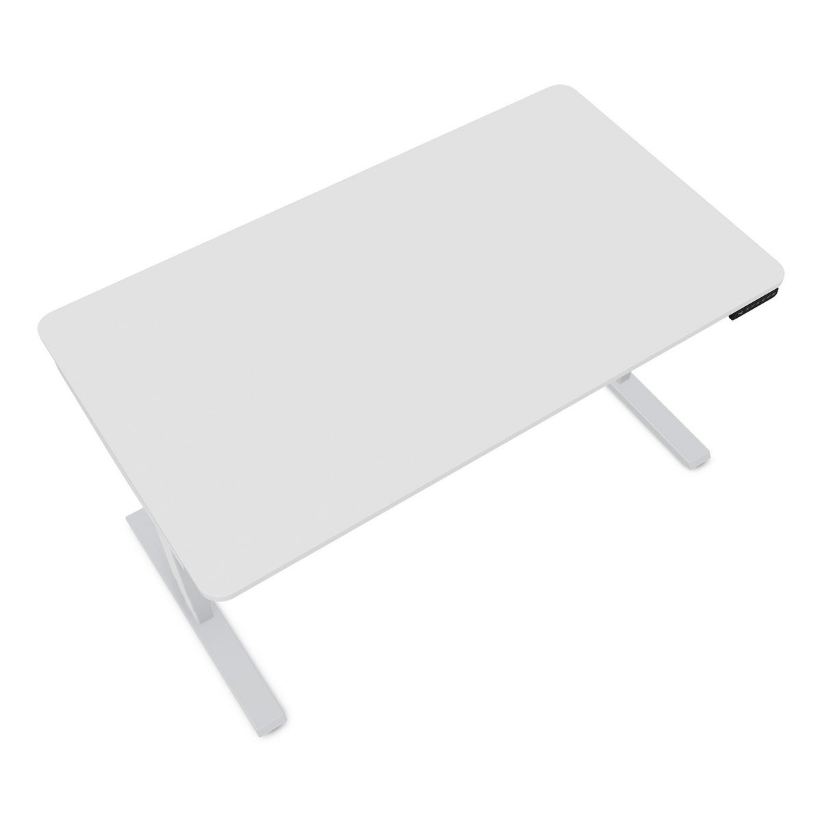 SCHREIBTISCH Elektrisch höhenverstellbarer Schreibtisch Y-Line Curved Signalweiß Weißaluminium 140/70/62-127cm - Weiß Hochglanz/Silberfarben, Holzwerkstoff/Metall (70/140/127cm) - ASSMANN