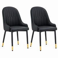 STUHL 2er-Set mit Blitz-Rückenlehne 91 cm Metall PU-Leder Schwarz - Schwarz, Metall (44/91/47.3cm) - Meubliv