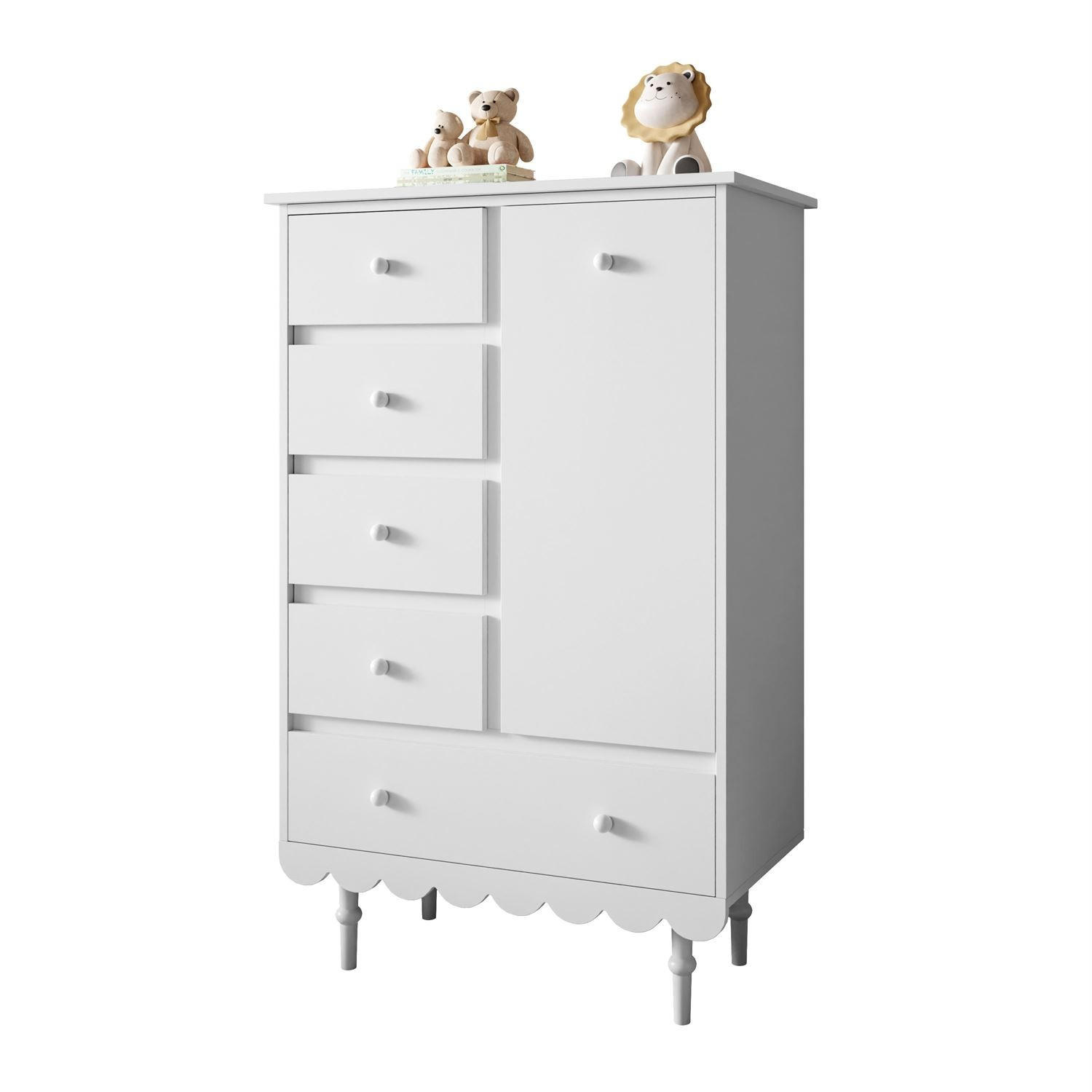 HOCHKOMMODE BABUSHKA mit Schubladen, Weiß - Weiß, Holzwerkstoff (84/140/50cm)