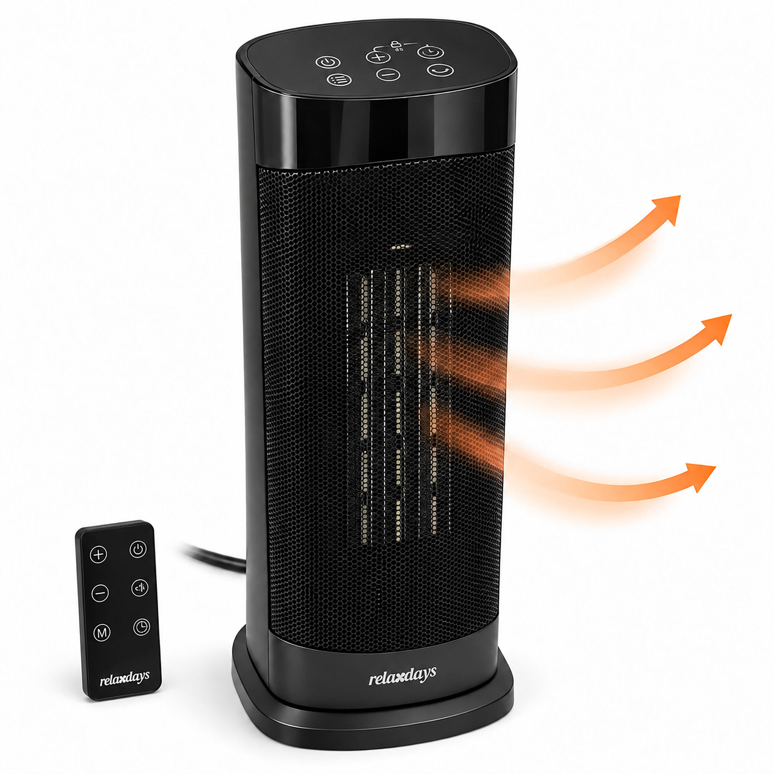 OHRIEVAČ Čierny keramický PTC 2000 W s diaľkovým ovládaním - čierna, plast/keramika (17.5/40.5/14cm) - Relaxdays
