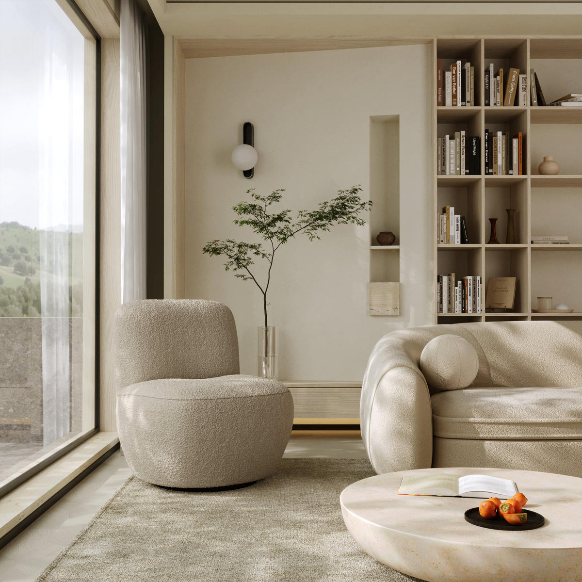 DREHSESSEL Stoff Bouclé taupe - Taupe, Textil (64/77/68cm) - Sia Home