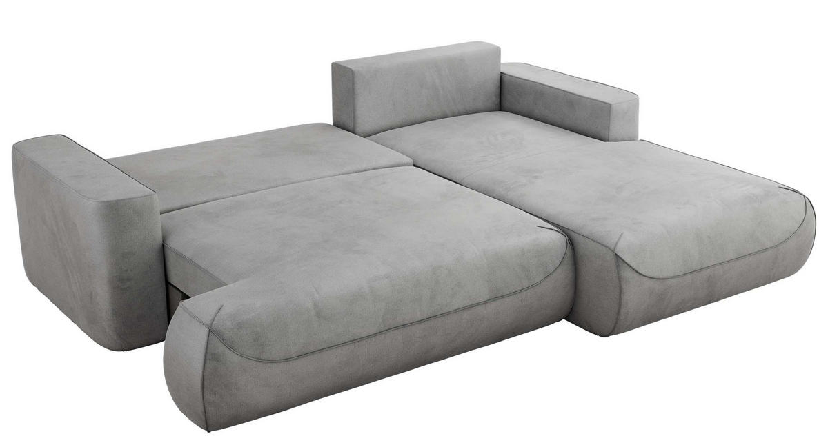 ECKSOFA OVO L Hellgrau Velvet - Rechts Seite - Hellgrau/Schwarz, Kunststoff/Textil (195/271cm) - MKS