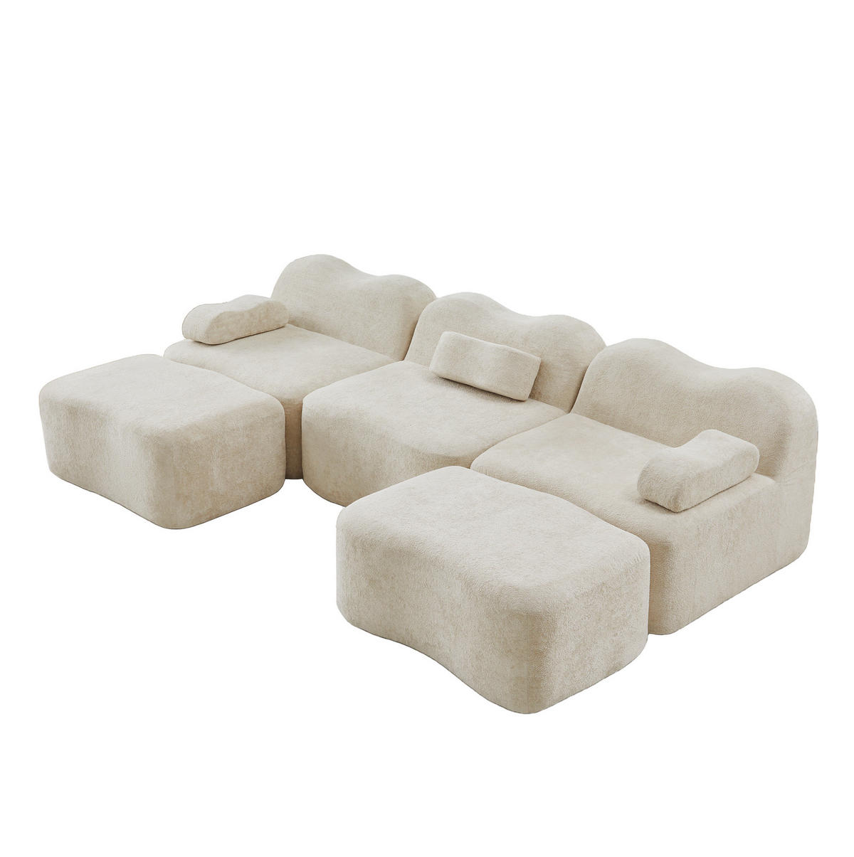 ECKSOFA modular U- oder L-Form Samt Beige - Beige, Holzwerkstoff (167/70/288cm) - Meubliv