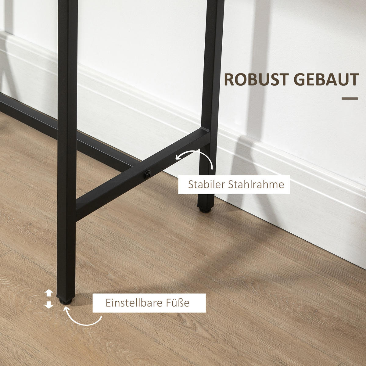 BARTISCH-SET, Spanplatte, Natur+Schwarz - Naturfarben, Kunststoff (50/85/80cm) - HOMCOM