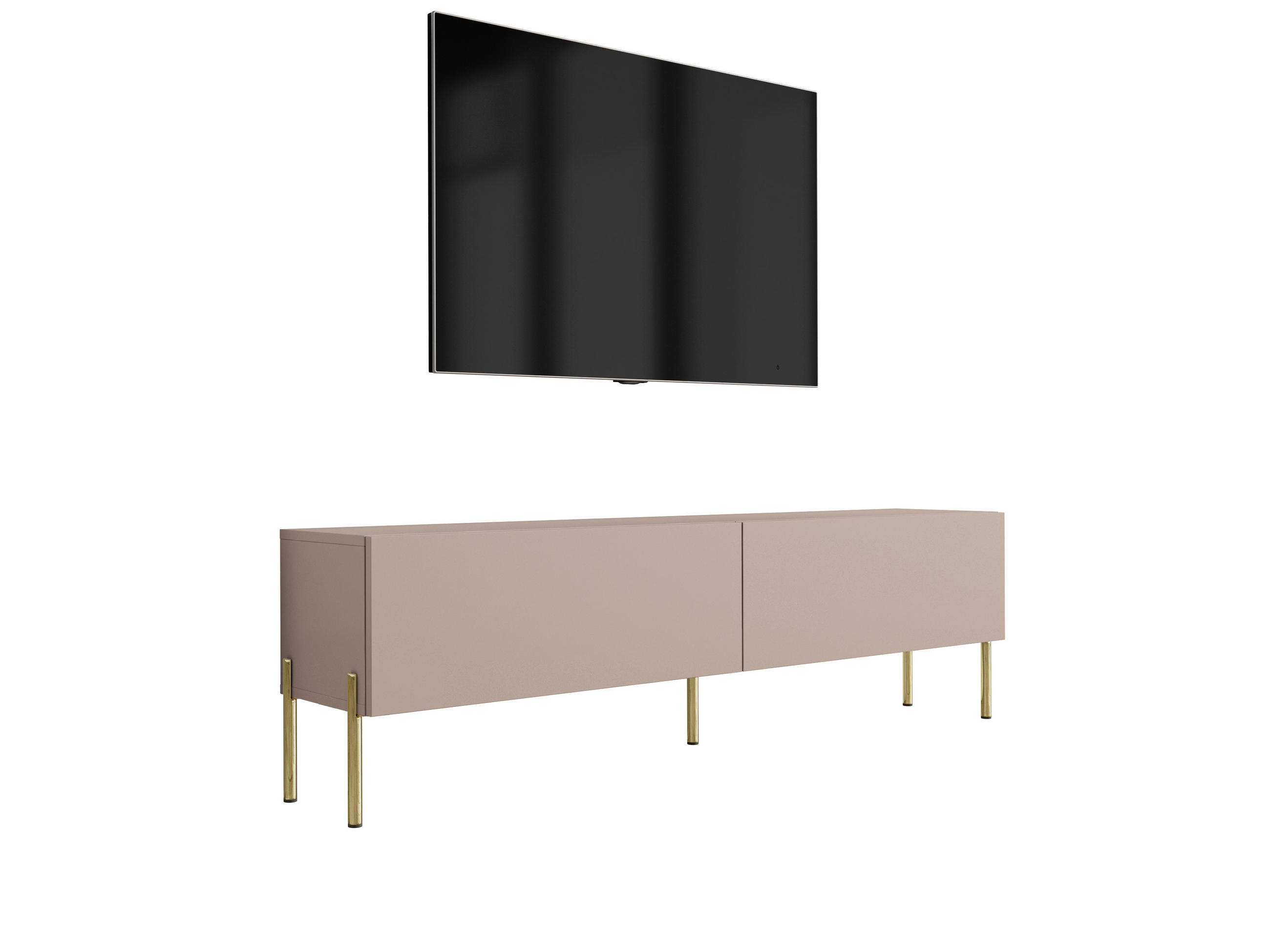 TV-SCHRANK : Karamellbraun, 140 x 52 x 32 cm, Goldene Beine - Goldfarben/Braun, Holzwerkstoff/Metall (140/52/32cm) - 3XE LIVING