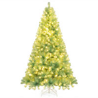 WEIHNACHTSBAUM Tannenform mit warmweißen LEDs 225 cm fruchtgrün - Grün, Metall (225cm) - COSTWAY